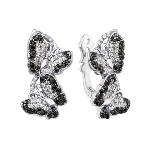 Серебряные серьги «Бабочки» с фианитами (40313/12/1/213 (с40313/ч))