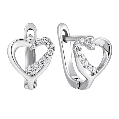 Серебряные серьги Сердце с фианитами (1EA92021)