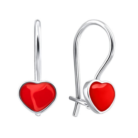 Серебряные серьги Сердце с эмалью (ВС-060ер)