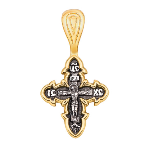 Серебряный крестик с позолотой и чернением. Распятие Христа (с31473/1)