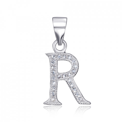 Серебряная подвеска буква «R» с фианитами. (P4598-R-P/12/1)