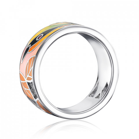 Серебряное кольцо с эмалью и фианитами (12115R-R/12/3488)