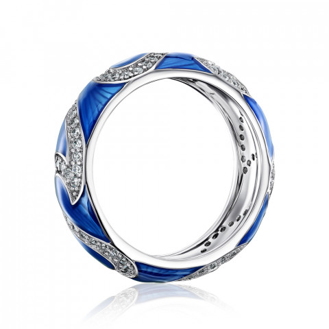 Серебряное кольцо с эмалью и фианитами (15032RA3-R/12/1556)
