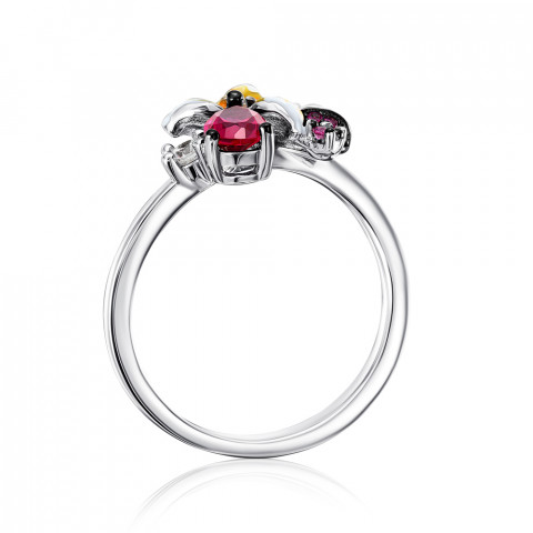 Серебряное кольцо с эмалью и рубином (11015RA1-R/12/7510)