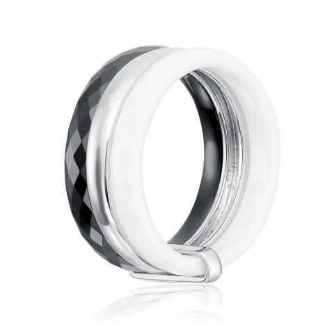 Серебряное кольцо с керамикой (SR0686-2-BW-R/12)