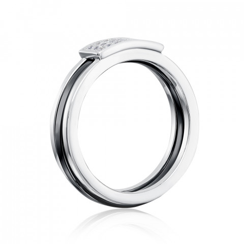 Серебряное кольцо с керамикой и фианитами (RSS0662-B-R/12/1)