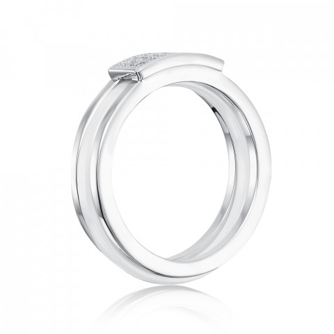 Серебряное кольцо с керамикой и фианитами (RSS0662-W-R/12/1)