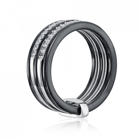 Серебряное кольцо с керамикой и фианитами (SR0682-B-R/12/1)