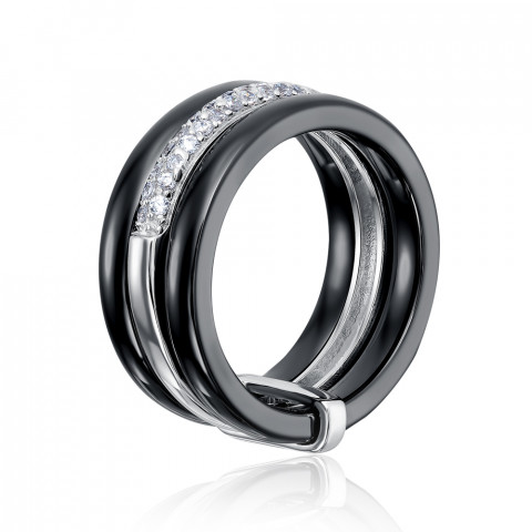 Серебряное кольцо с керамикой и фианитами (SR1238-B-R/12/1)