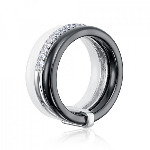 Серебряное кольцо с керамикой и фианитами (SR1238-BW-R/12/1)