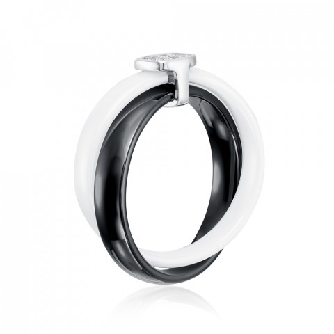 Серебряное кольцо с керамикой и фианитами (SR1369-BW-R/12/1)