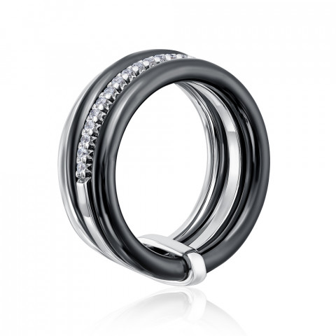 Серебряное кольцо с керамикой и фианитами (SR1509-2-B-R/12/1)
