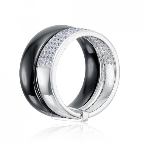 Серебряное кольцо с керамикой и фианитами (SR1645-B-R/12/1)