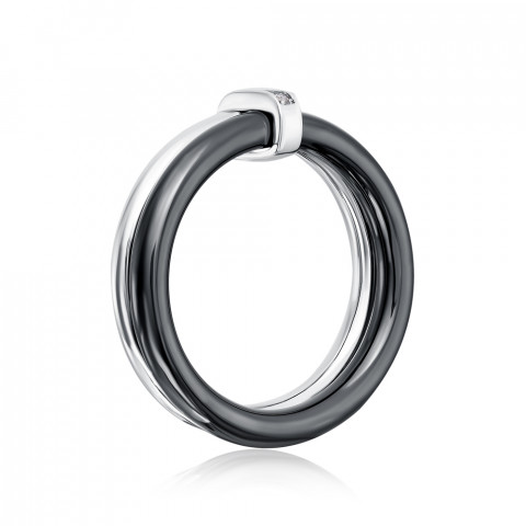 Серебряное кольцо с керамикой и фианитами (SR1706-B-R/12/1)