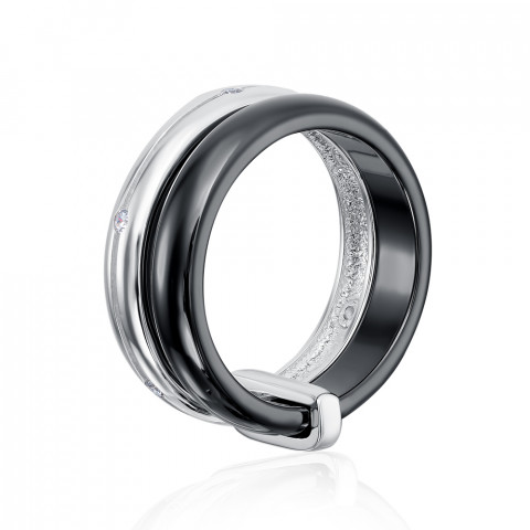 Серебряное кольцо с керамикой и фианитами (SR2067-B-R/12/1)