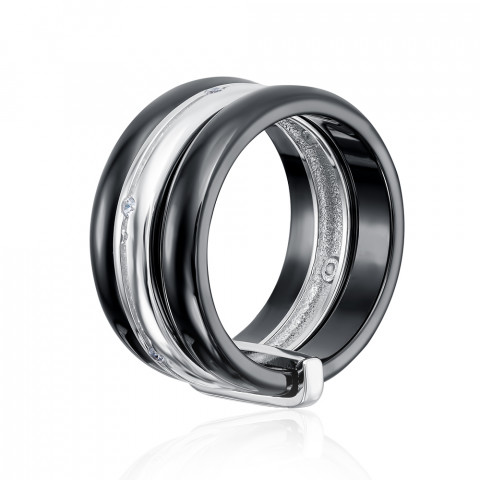 Серебряное кольцо с керамикой и фианитами (SR2070-B-R/12/1)