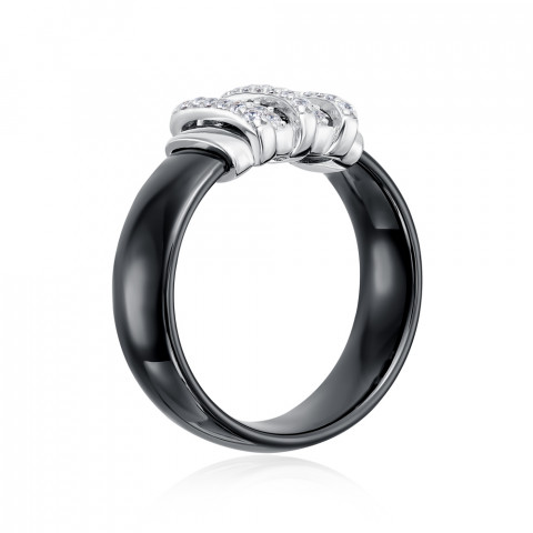 Серебряное кольцо с керамикой и фианитами (SR2110-B-R/12/1)