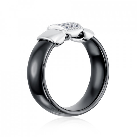 Серебряное кольцо с керамикой и фианитами (SR2546-B-R/12/1)