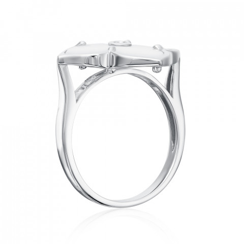 Серебряное кольцо с керамикой и фианитом (SR2786-2-W-R/12/1)