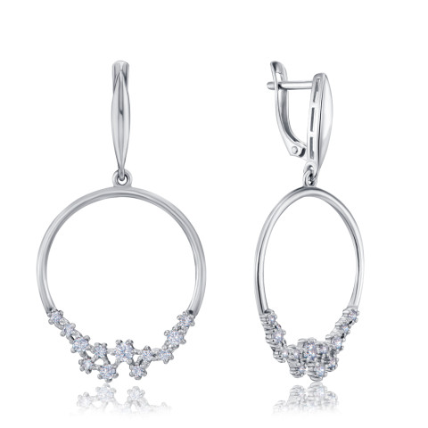 Серебряные серьги-подвески с фианитами 40654/12/1/3395