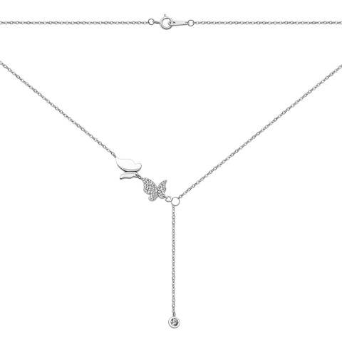 Серебряное колье Бабочка с фианитами (SN00095)