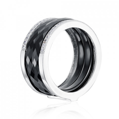 Серебряное кольцо с керамикой и фианитами (SR1235-B-R/12/1)