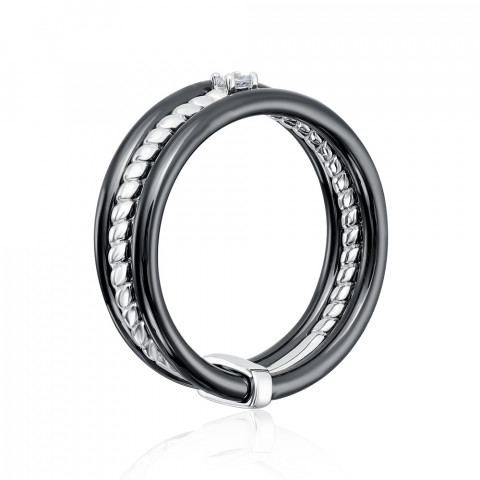 Серебряное кольцо с керамикой и фианитами (SR1382-B-R/12/1)