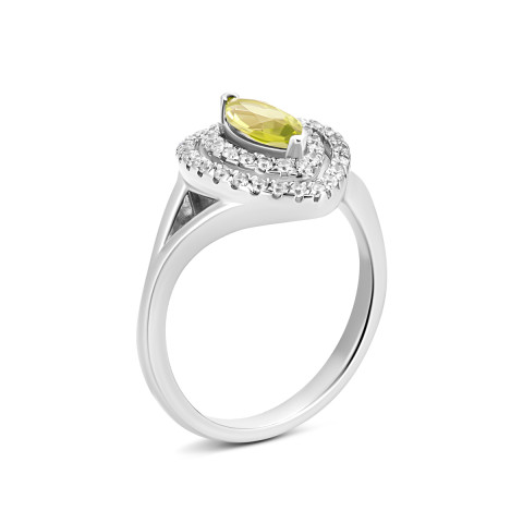 Серебряное кольцо с перидотом и фианитами (SR18602 к перидот)