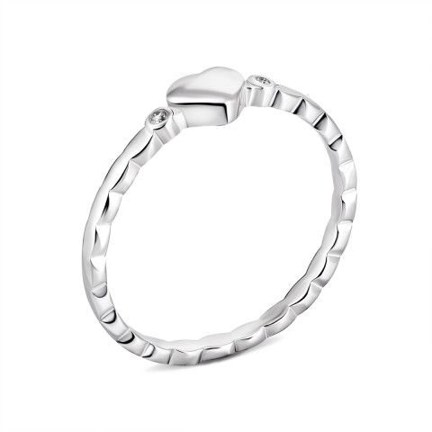 Серебряное кольцо Сердце с фианитами (К2Ф/1075)