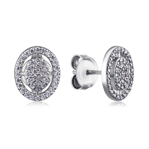 Серебряные пусеты с фианитами SZDE00351-E/12/1