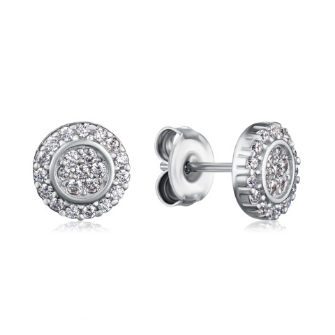 Серебряные пусеты с фианитами SZDE00365-E/12/1