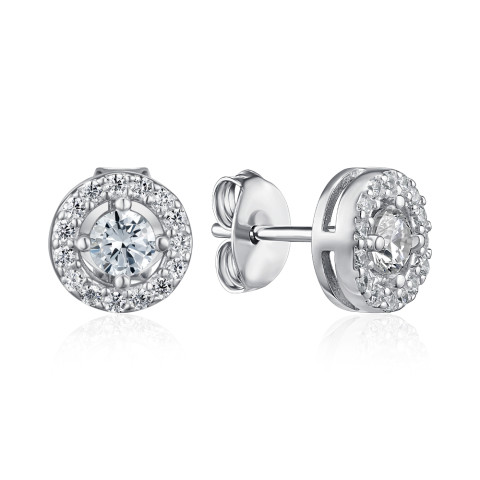 Серебряные пусеты с фианитами SZDE00382-E/12/1