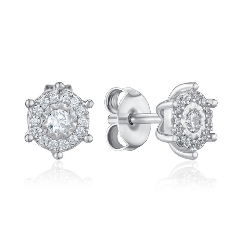 Серебряные пусеты с фианитами SZDE00627-E/12/1