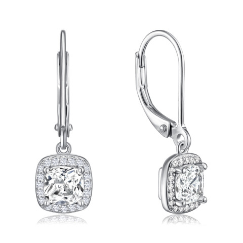 Серебряные серьги-подвески c фианитами SZDE08429-E/12/1