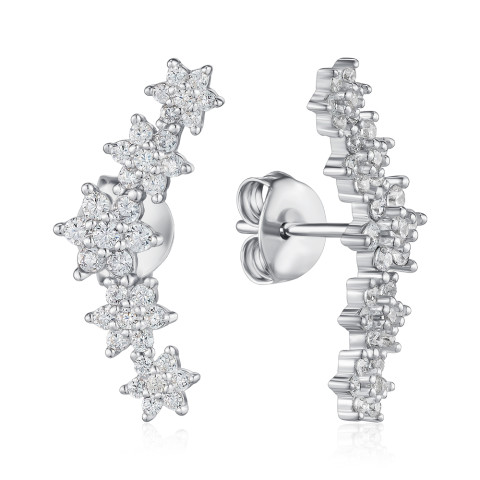 Серебряные пусеты с фианитами SZDE14400-E/12/1