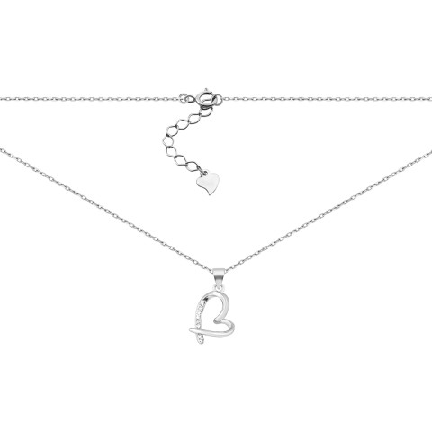 Серебряное колье Сердце с фианитами (SZDN01457)