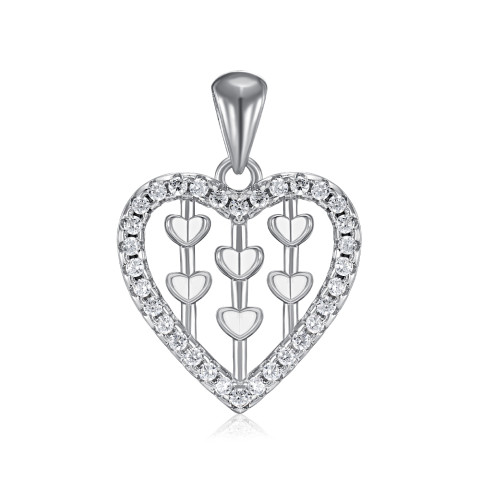 Серебряная подвеска Сердце с фианитами (SZDP00415-P/12/1)
