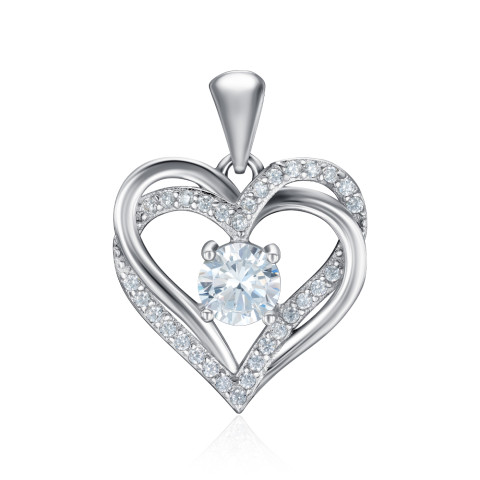 Серебряная подвеска Сердце с фианитами (SZDP01755-P/12/1)