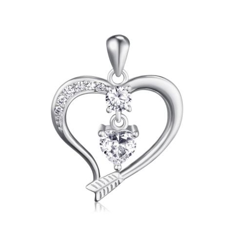Серебряная подвеска Сердце с фианитами SZDP01797-P/12/1