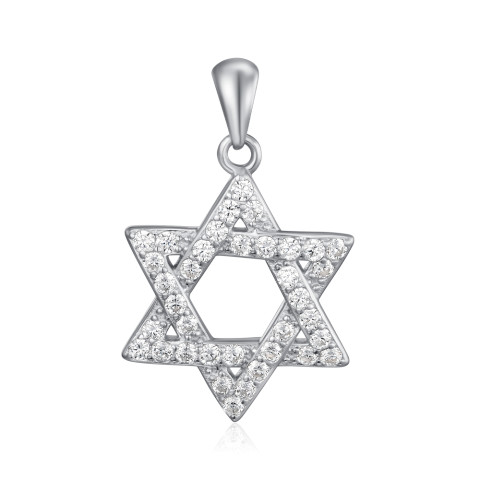 Серебряная подвеска Звезда Давида с фианитами  SZDP02288-P/12/1