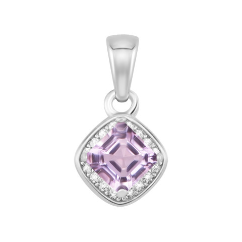 Серебряная подвеска с аметистом и фианитами (SZDP03252 ам)