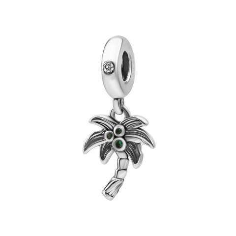 Серебряная бусина шарм Пальма с фианитами (SZDP04647)