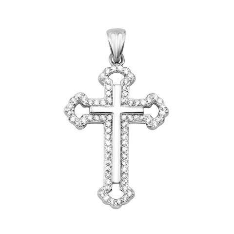 Серебряный крестик с фианитами (SZDP10305)
