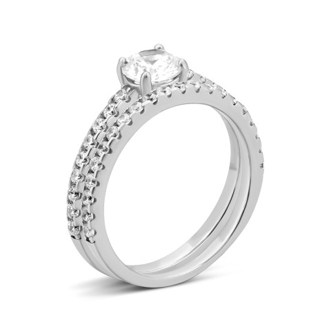 Серебряное двойное кольцо с фианитами (SZDR00505)