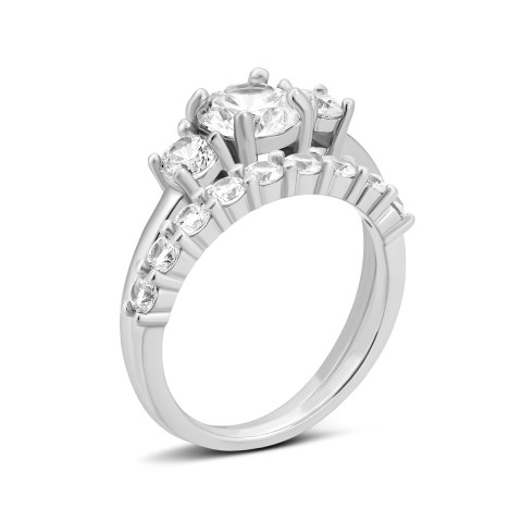 Серебряное двойное кольцо с фианитами (SZDR00561)
