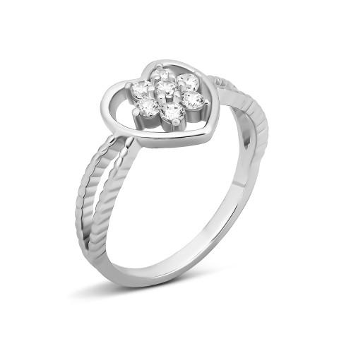 Серебряное кольцо Сердце с фианитами (SZDR05891)