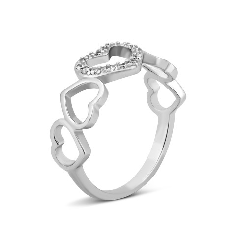 Серебряное кольцо Сердце с фианитами (SZDR11194)