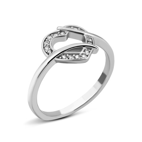 Серебряное кольцо Сердце с фианитами (SZDR11407)