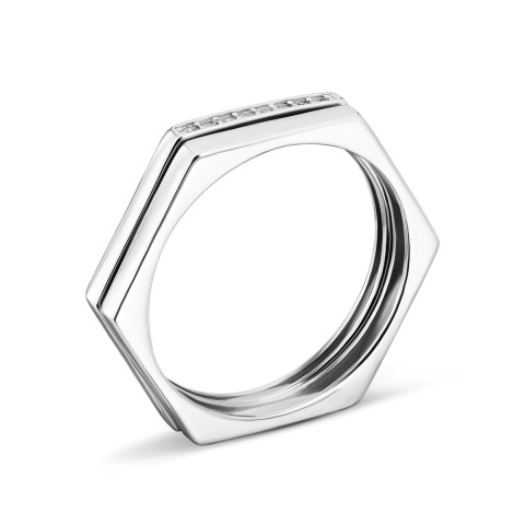 Серебряное наборное двойное кольцо с фианитами ( SZDR15619)