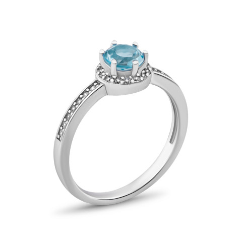 Серебряное кольцо с голубым кварцем и фианитами (SZDR31900)